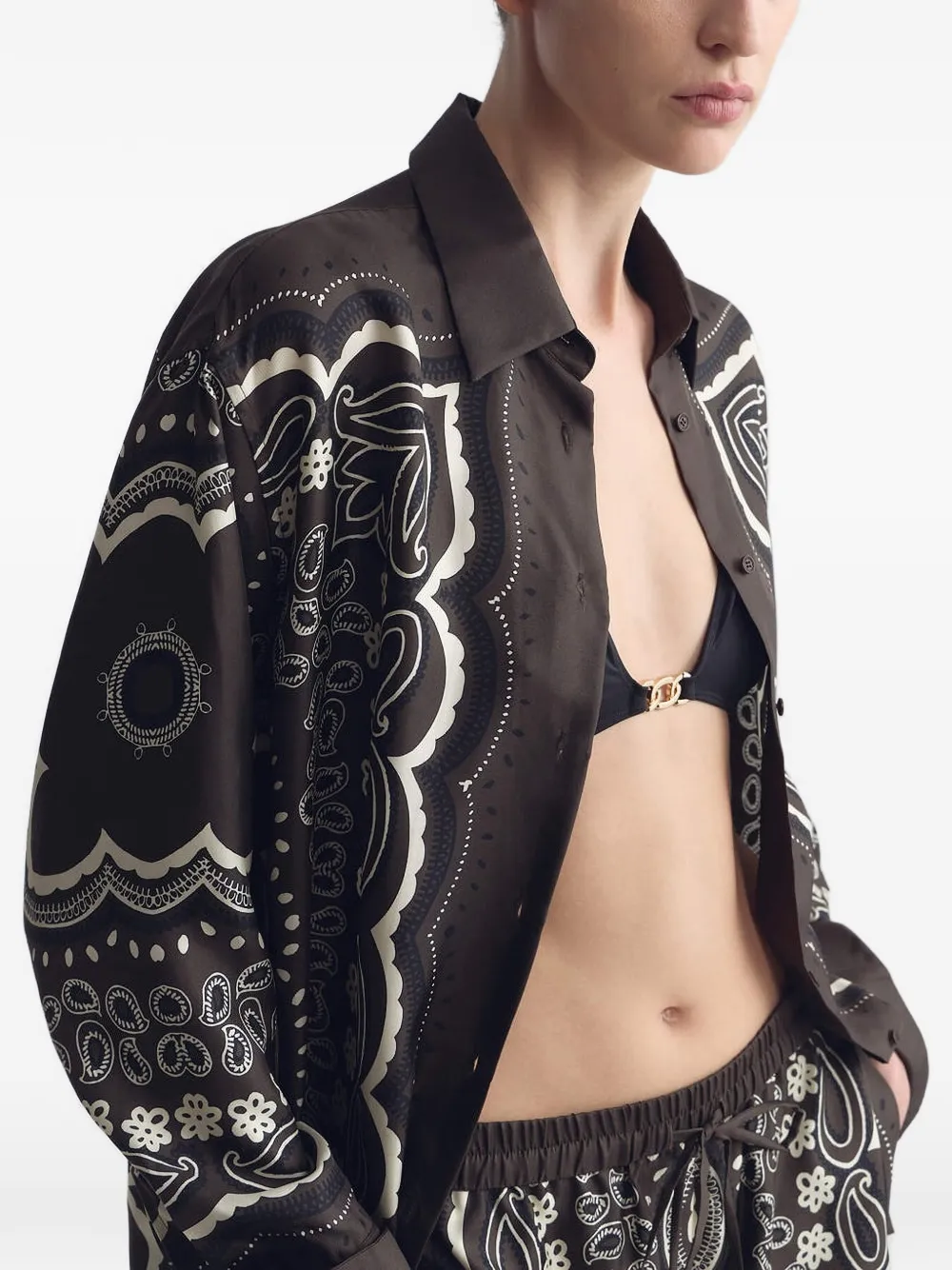 Nili Lotan Alfie blouse met bandana-print Bruin