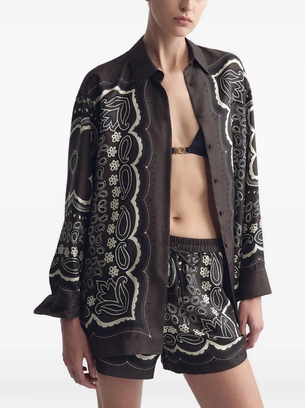 Nili Lotan Alfie blouse met bandana-print Bruin
