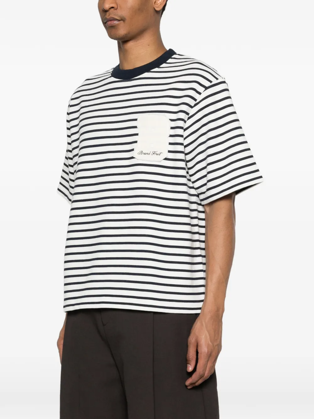  Bram’s Fruit Striped Pocket T-shirt - White 
