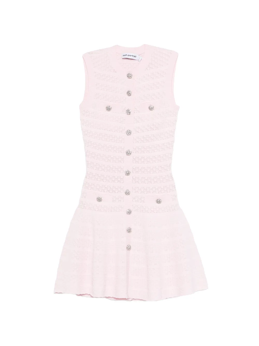 Self-Portrait embellished buttoned mini dress - Rosa