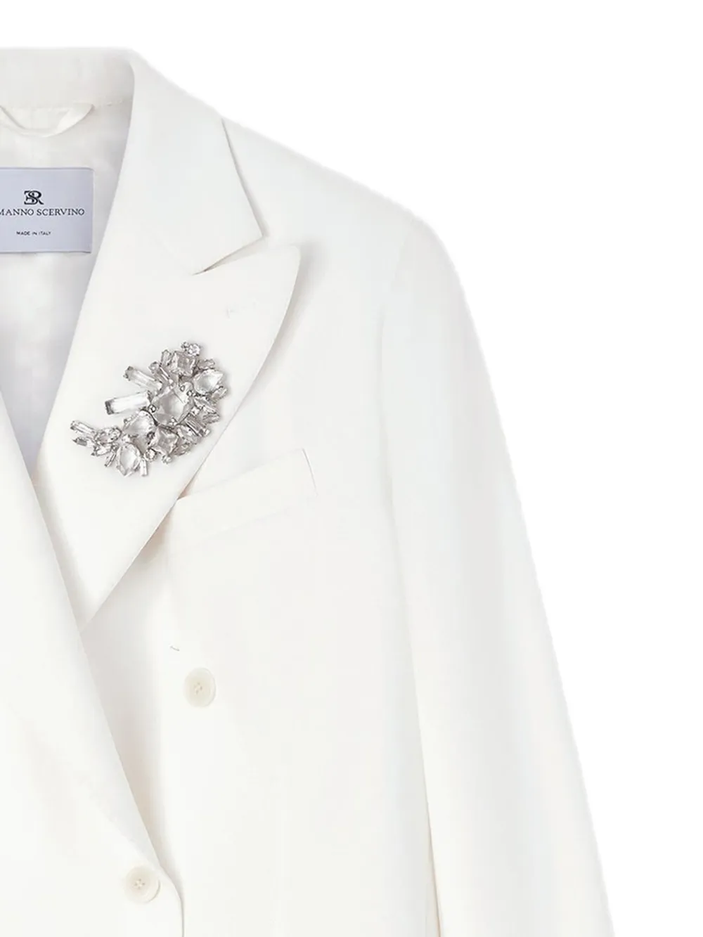  Ermanno Scervino Embellished Double-breasted Blazer - White 