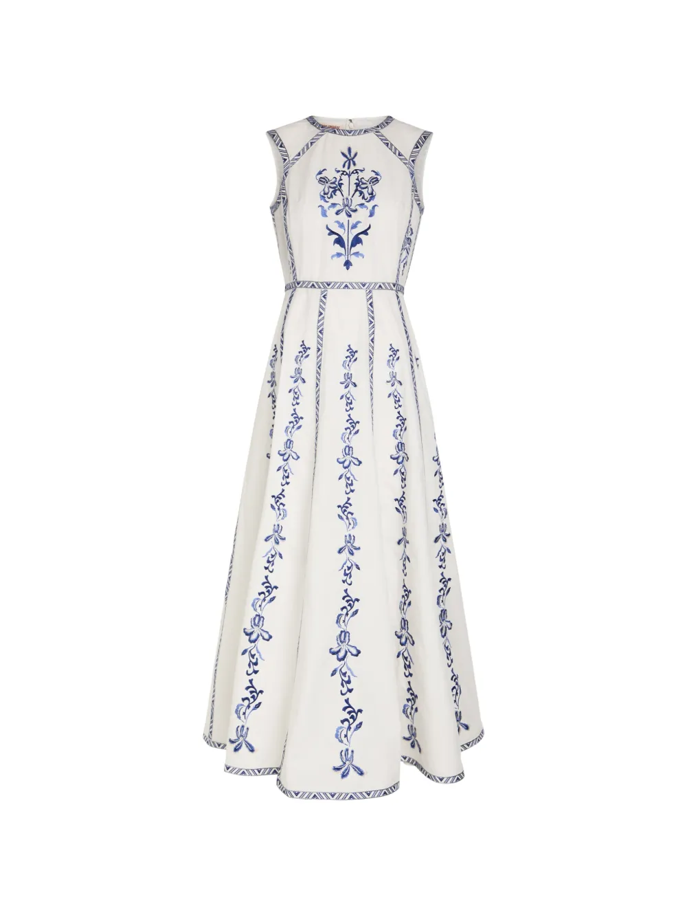 provence blue lotty chios embroidered dress Farm Rio Light Blue Embroidery Short Sleeve Midi Dress Light Blue / XL