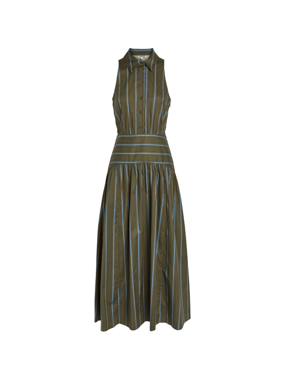 STAUD Romy striped midi dress - Verde