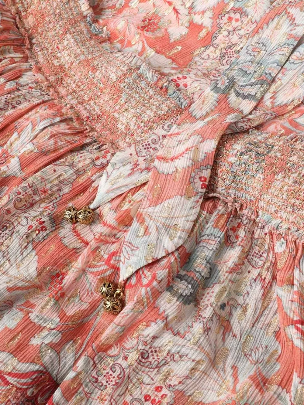 ZIMMERMANN Off-shoulder maxi-jurk met ruches Roze