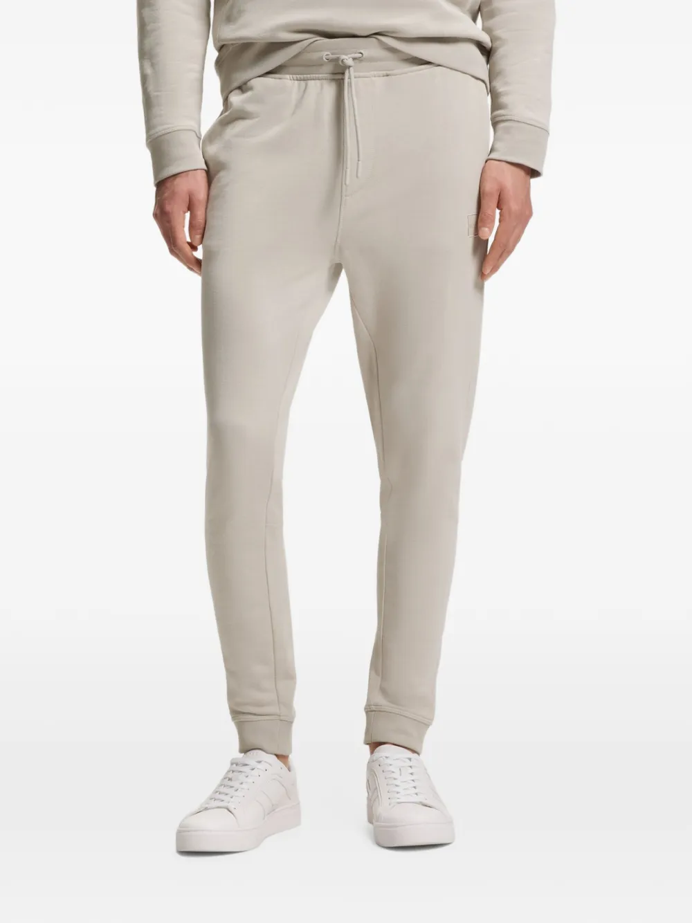 BOSS Badstof joggingbroek met logo-patch Grijs