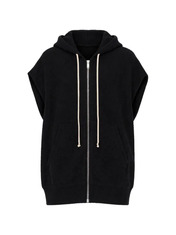 Rick Owens Short-sleeve Hun Zipped Hoodie in Black
