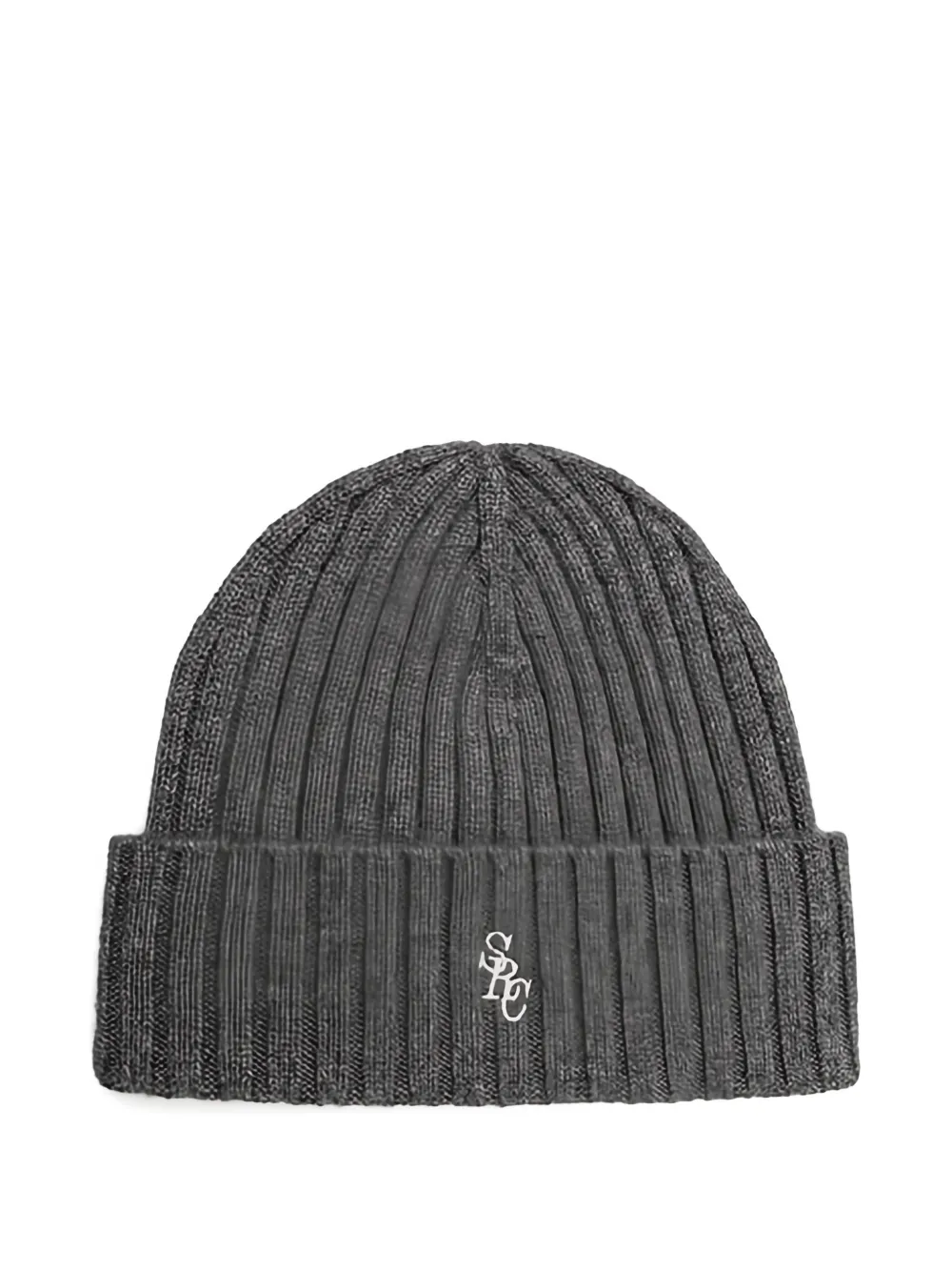 Sporty & Rich ribbed logo-embroidered beanie hay - Grigio