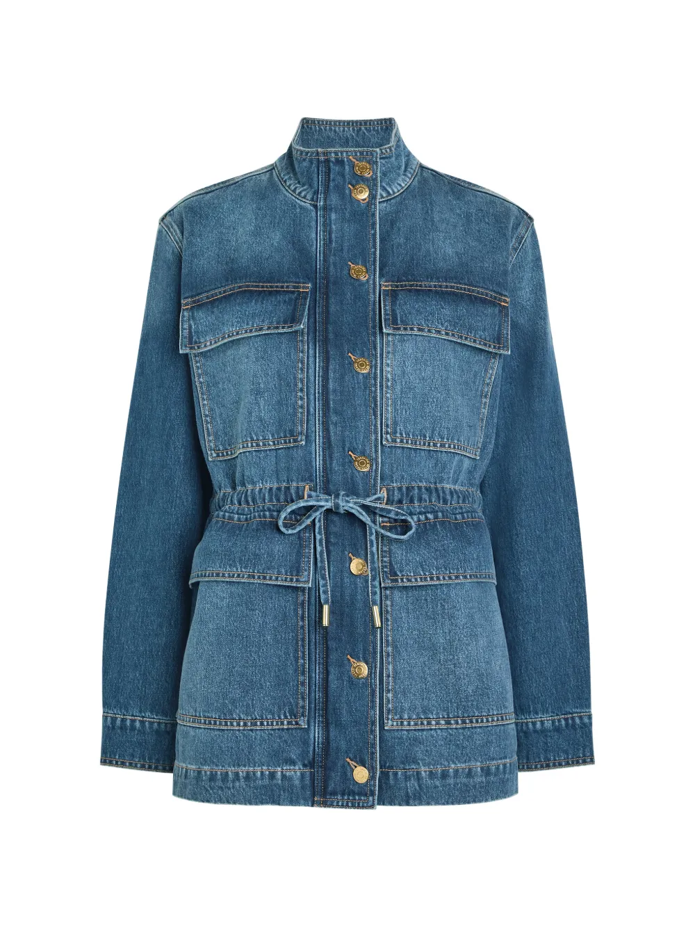 Veronica Beard Truman drawstring pocket demin jacket - Blu