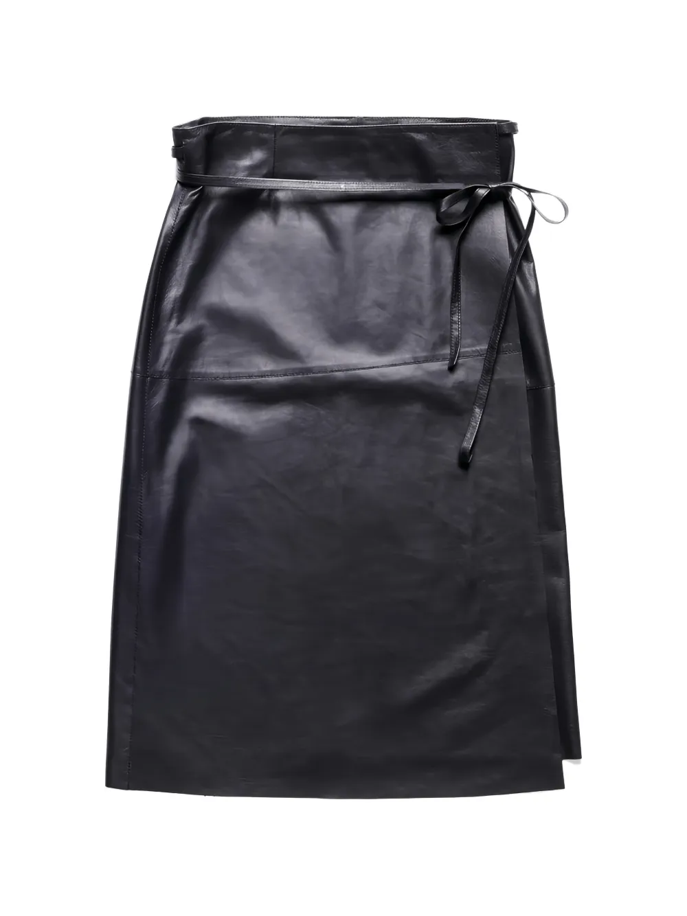 Tod's tie-belt leather skirt - Nero
