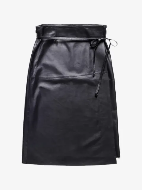 Tod's tie-belt leather skirt