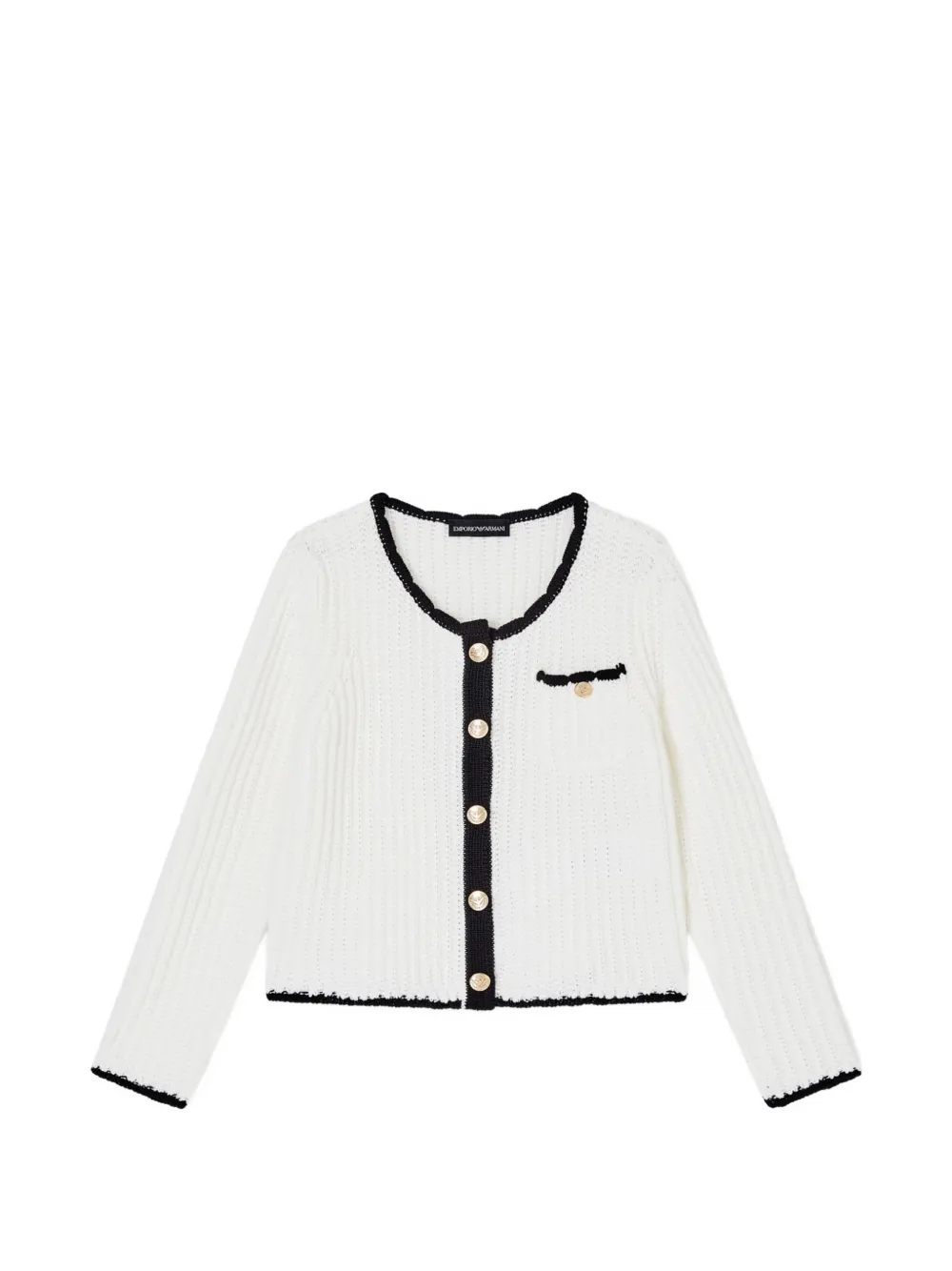 Emporio Armani Kids buttoned-up ribbed knit cotton cardigan - Bianco