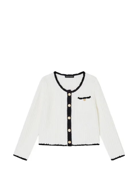 Emporio Armani Kids buttoned-up ribbed knit cotton cardigan