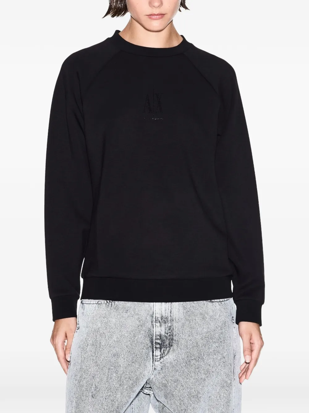 Armani Exchange Sweater met ronde hals en logodetail Zwart