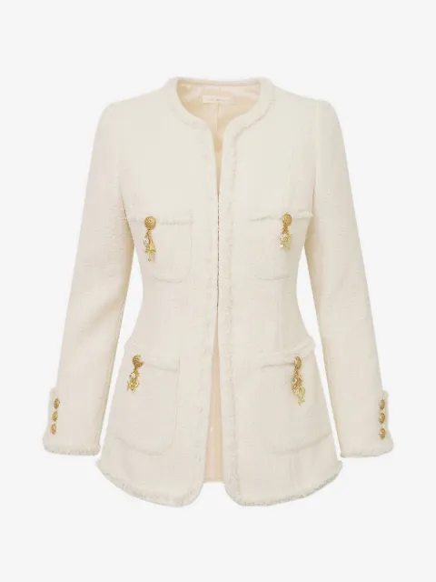 LoveShackFancy embellished fringed jacket