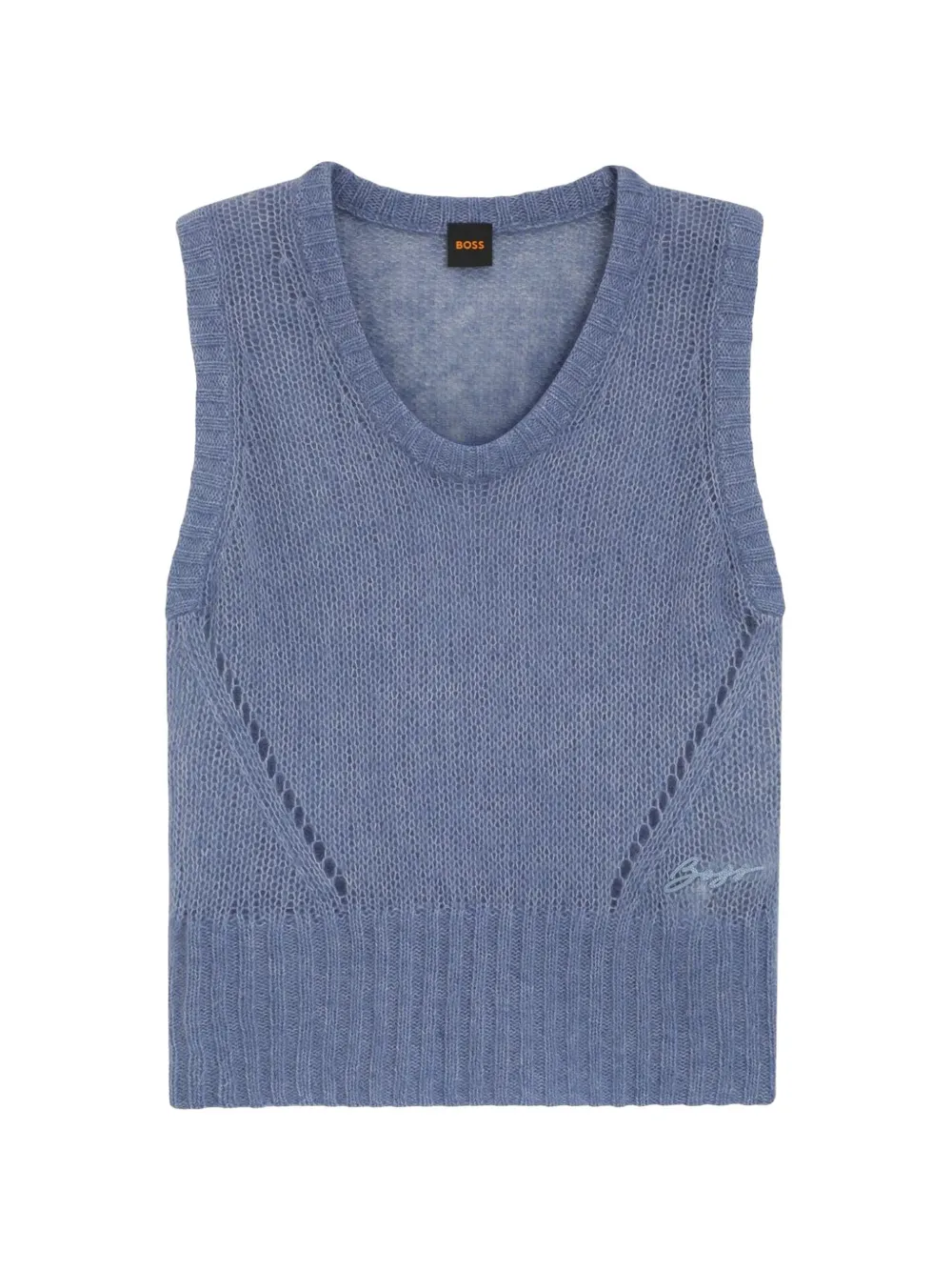 BOSS C_Frignac V-neck ribbed vest - Blu