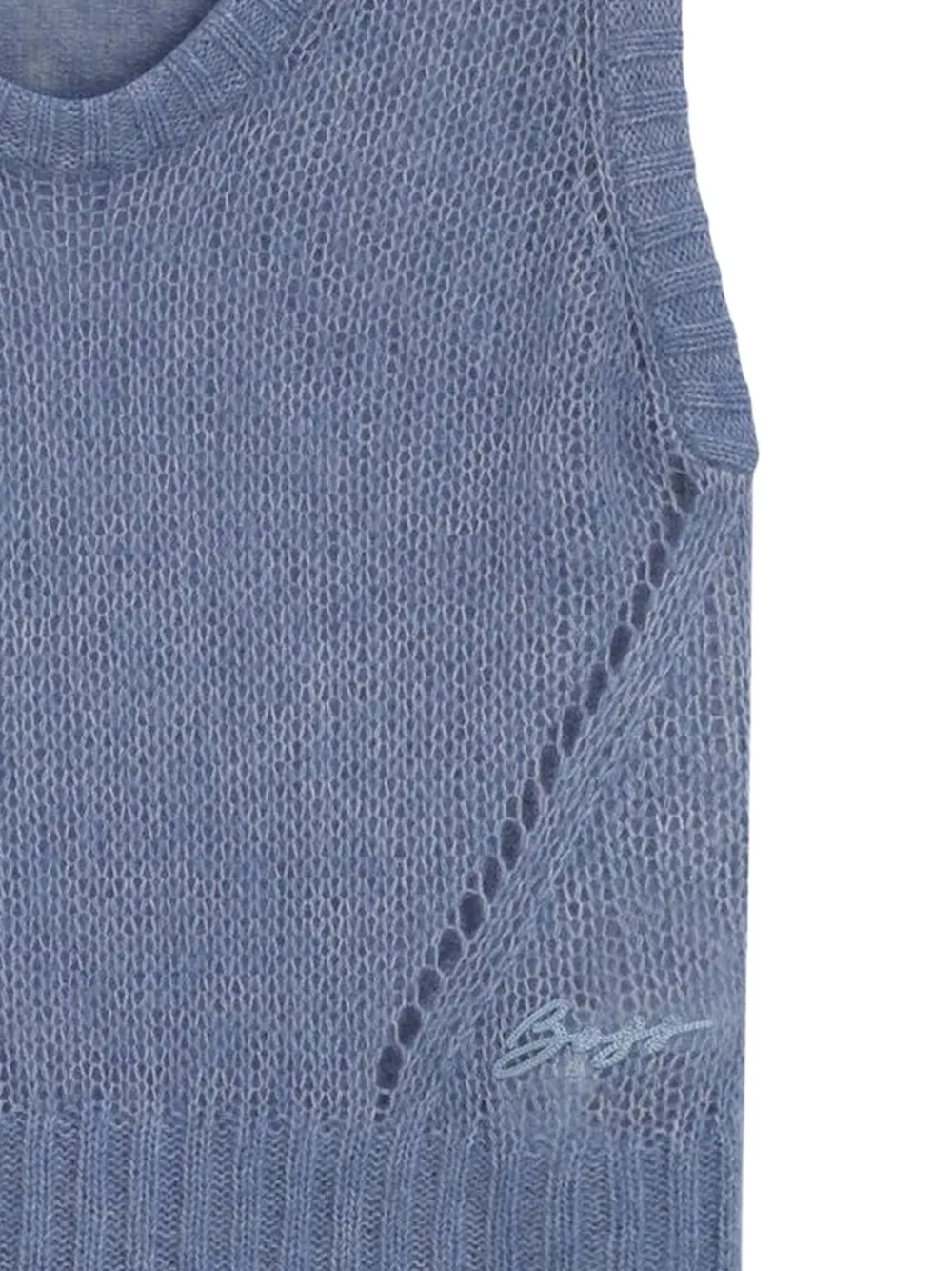 BOSS C_Frignac geribbelde top met V-hals Blauw