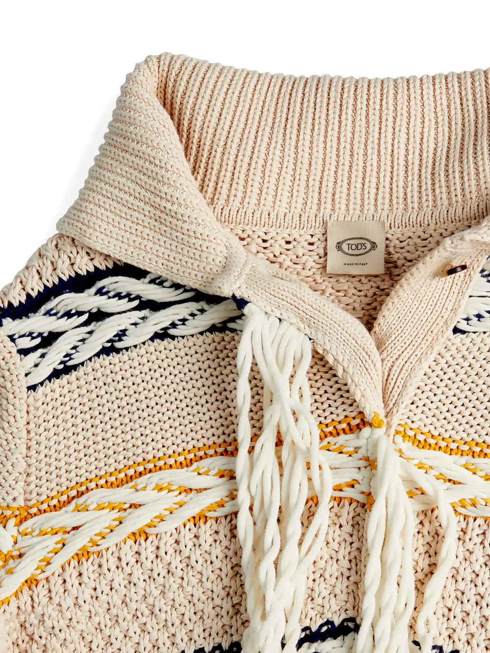  Tod's Striped Fringed Cardigan - Neutrals 