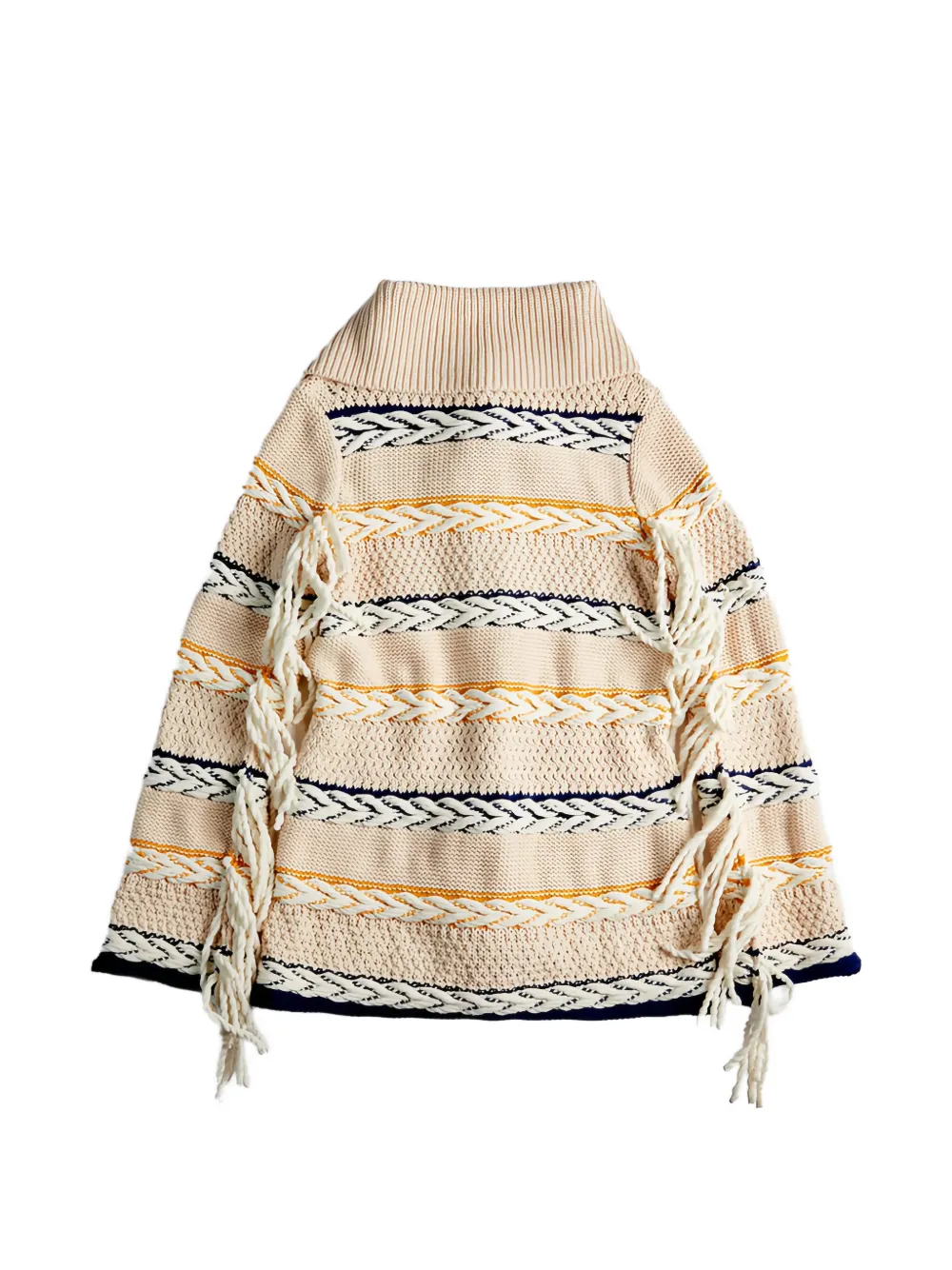  Tod's Striped Fringed Cardigan - Neutrals 