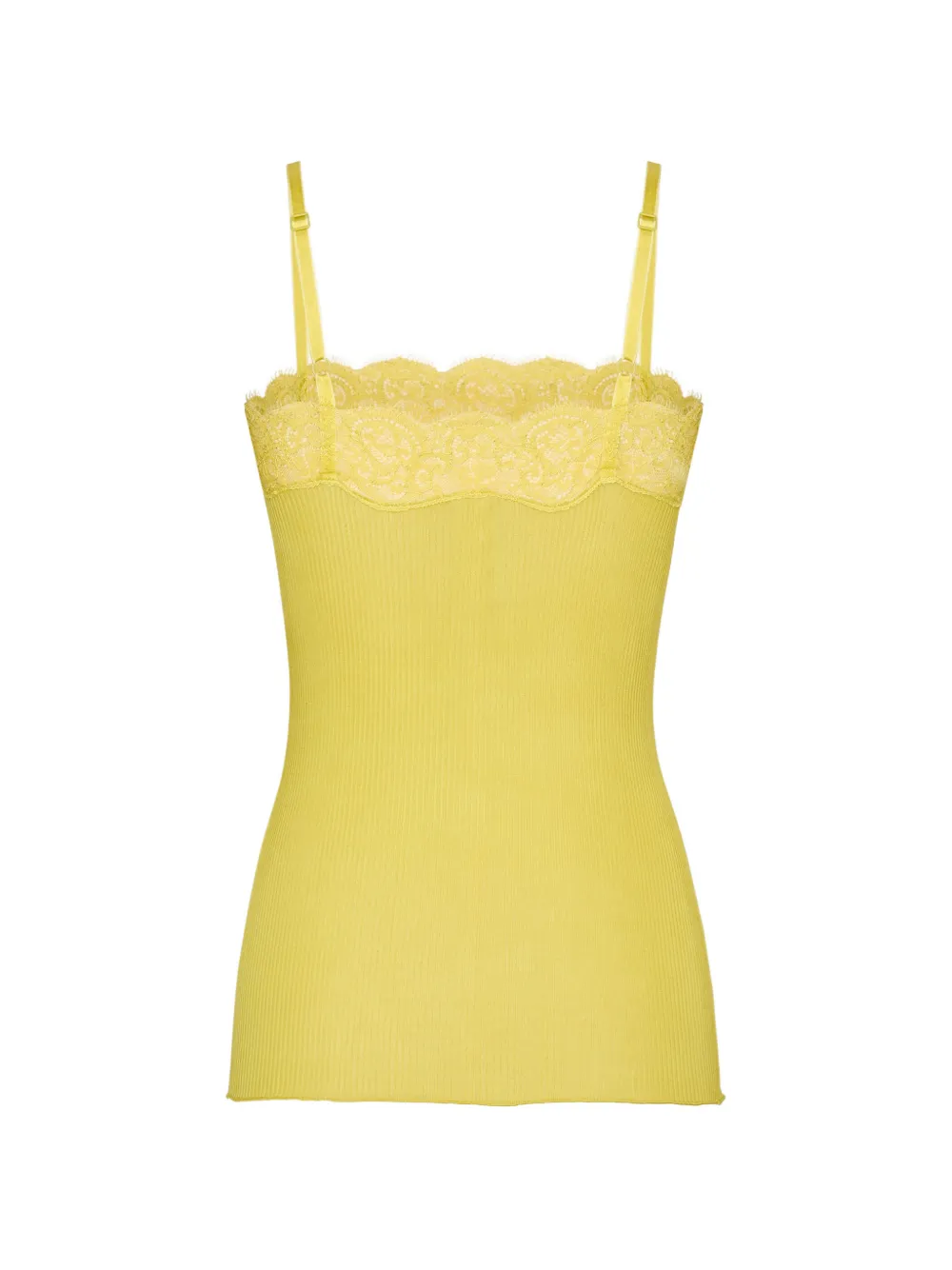 Saint Laurent Tanktop met kanten afwerking en vierkante hals Geel