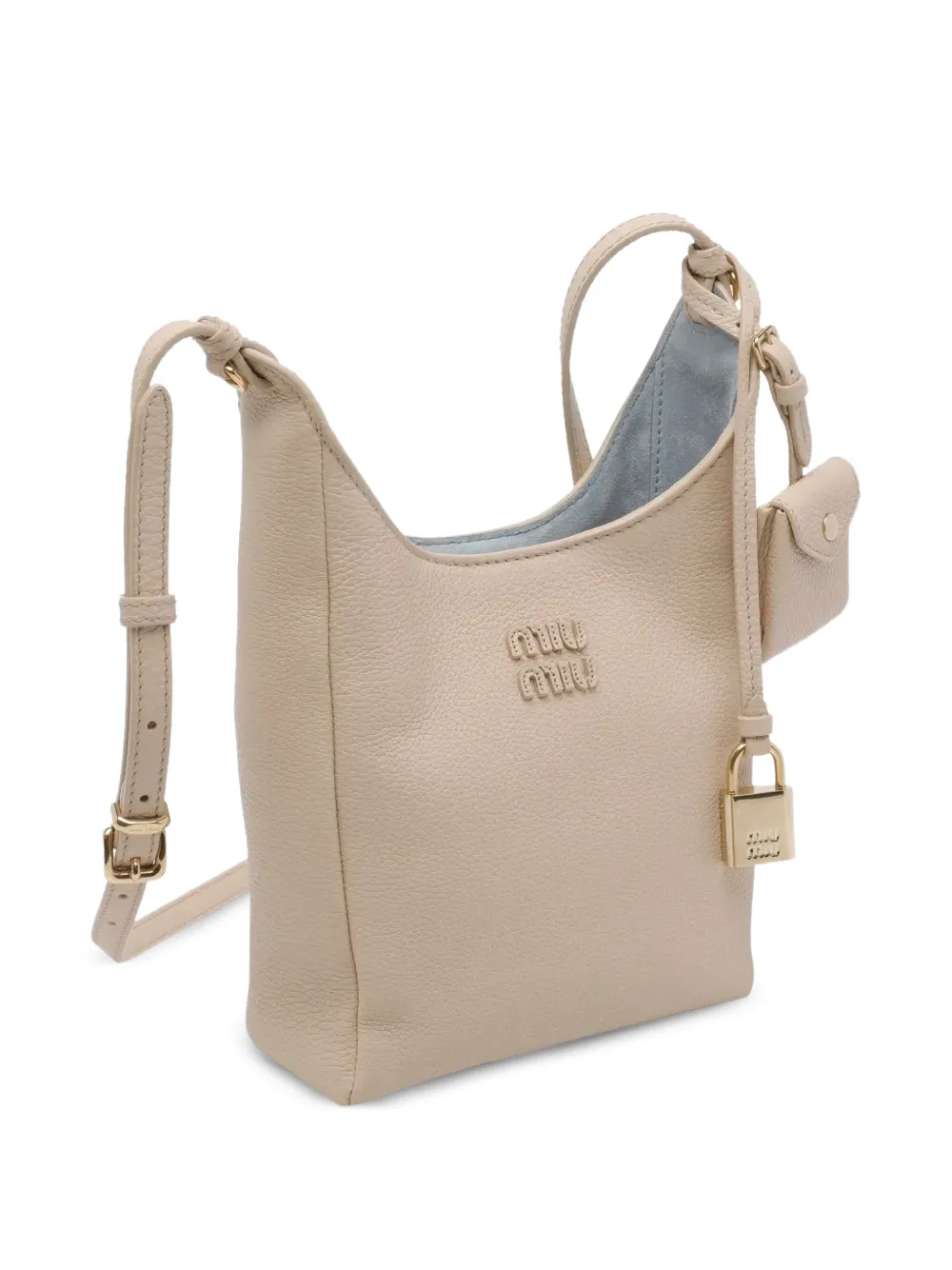  Miu Miu Logo-debossed Leather Bucket Bag - Pink 