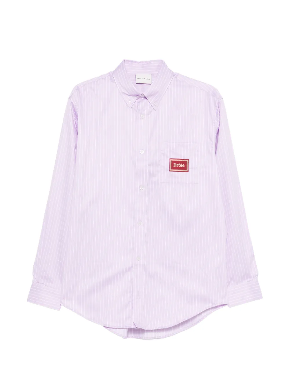 Drôle De Monsieur striped logo-patch shirt - Viola