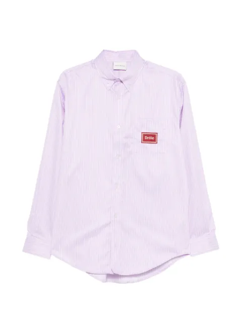 Drôle De Monsieur striped logo-patch shirt
