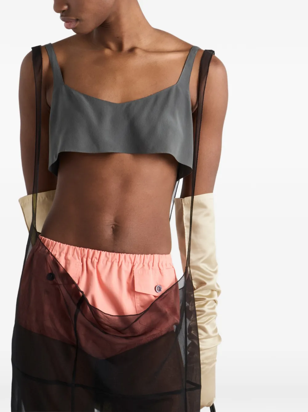 Prada Crêpe de chine top Grijs