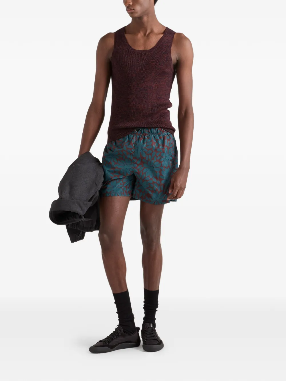  Prada Printed Re-nylon Swim Trunks - Red 
