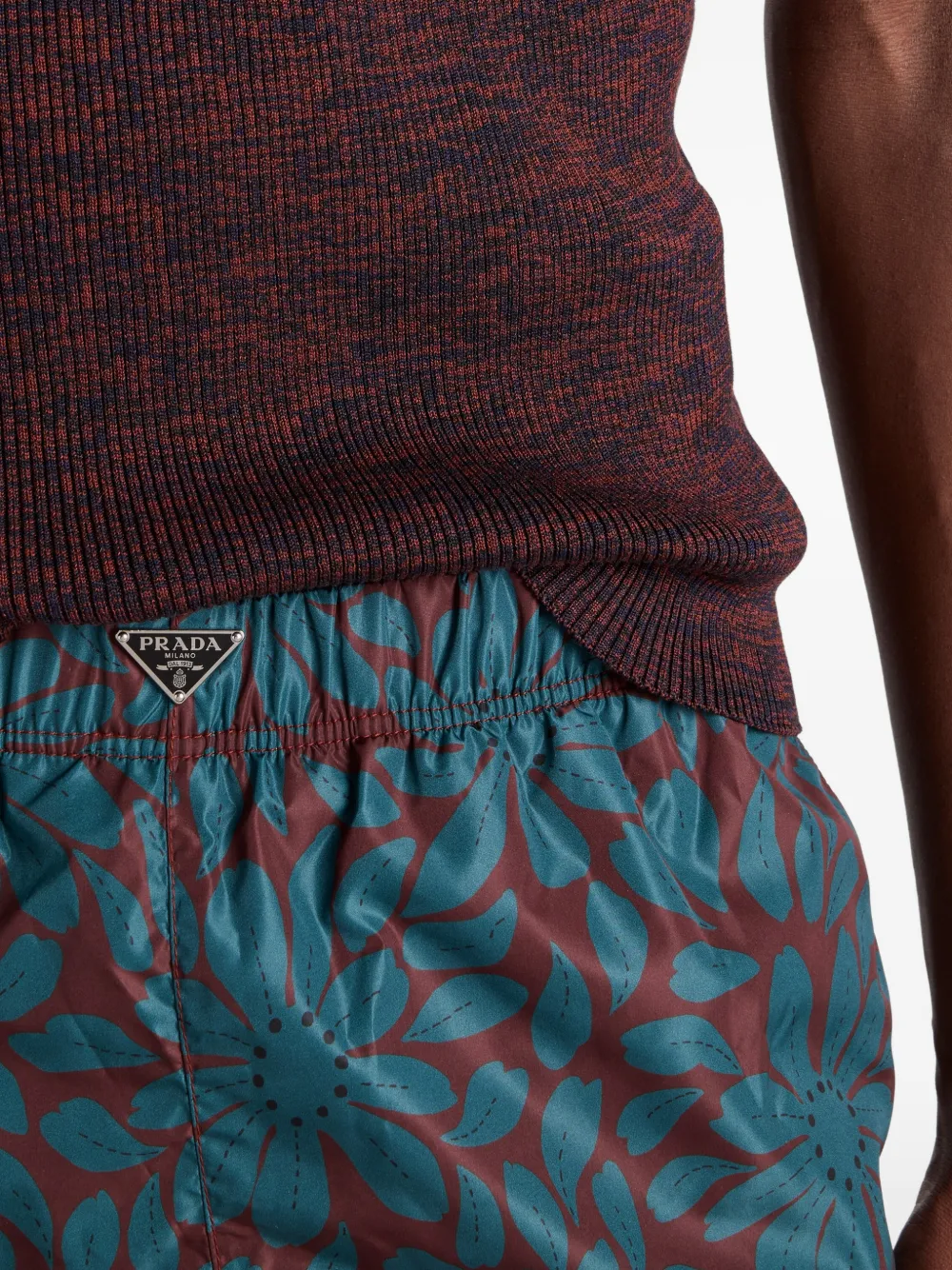 Prada Re-Nylon zwembroek met print Rood