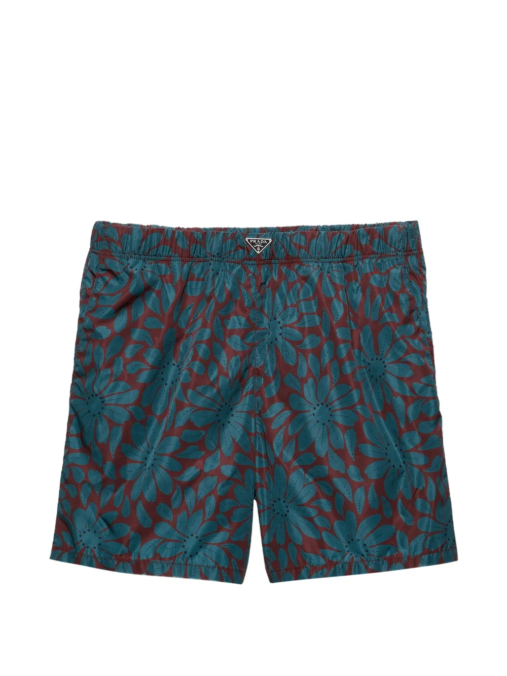 Prada Shorts da bagno in re-nylon con stampa - Rosso