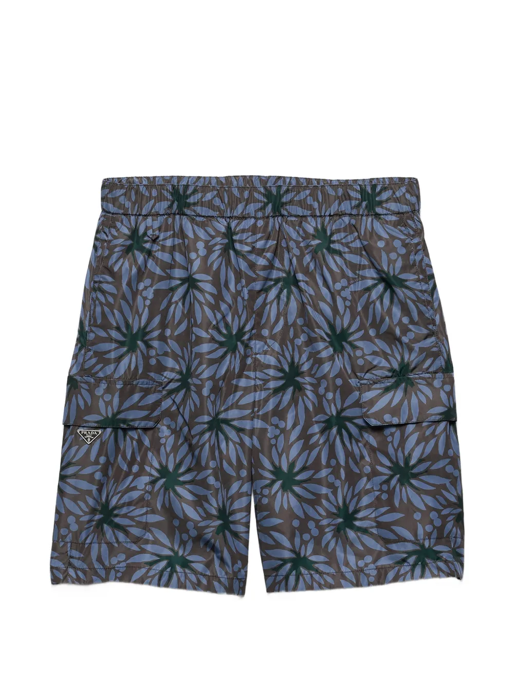 Prada Shorts da bagno in re-nylon con stampa - Nero