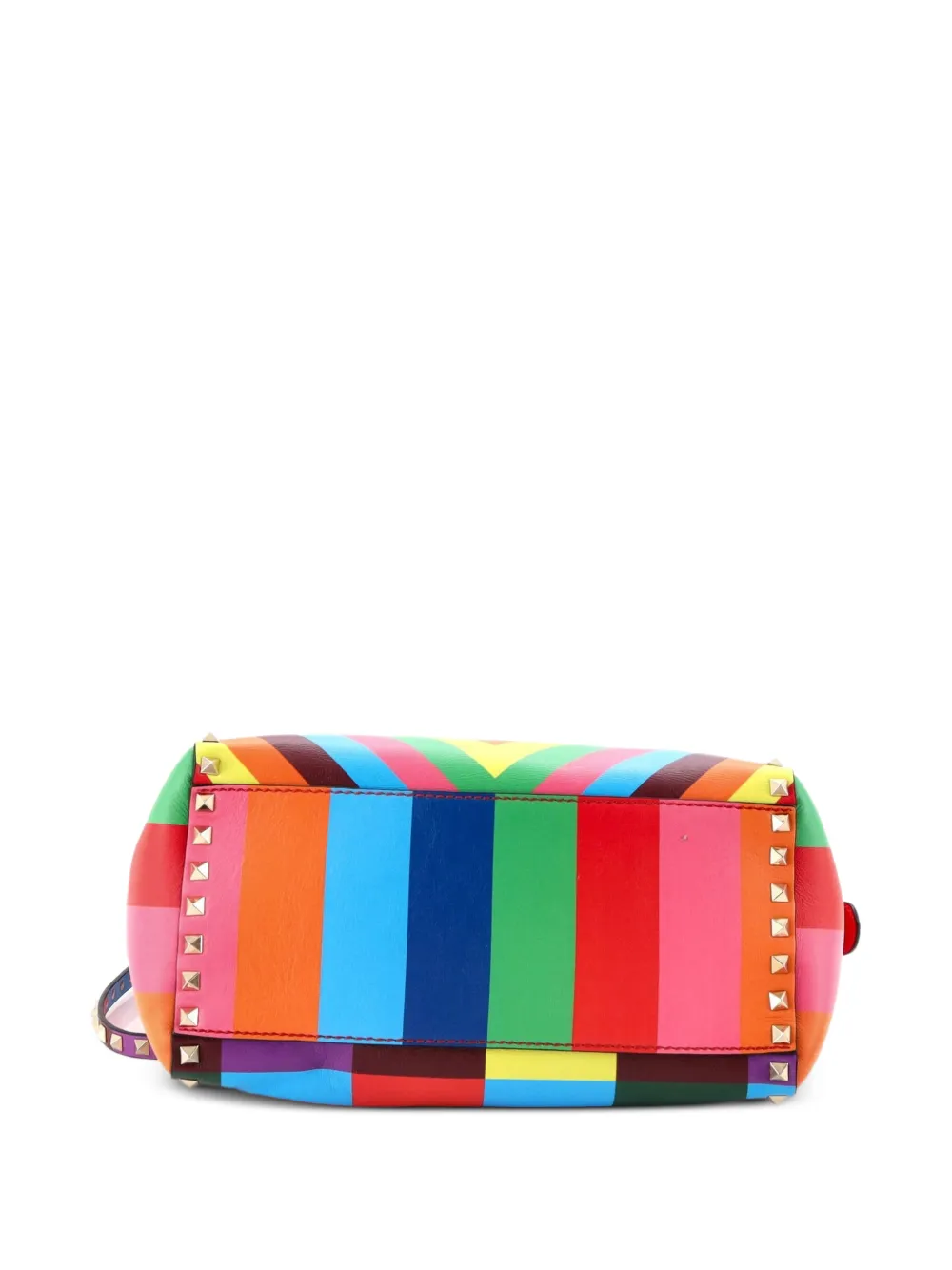 1973 Rockstud Striped Leather Small Tote Bag