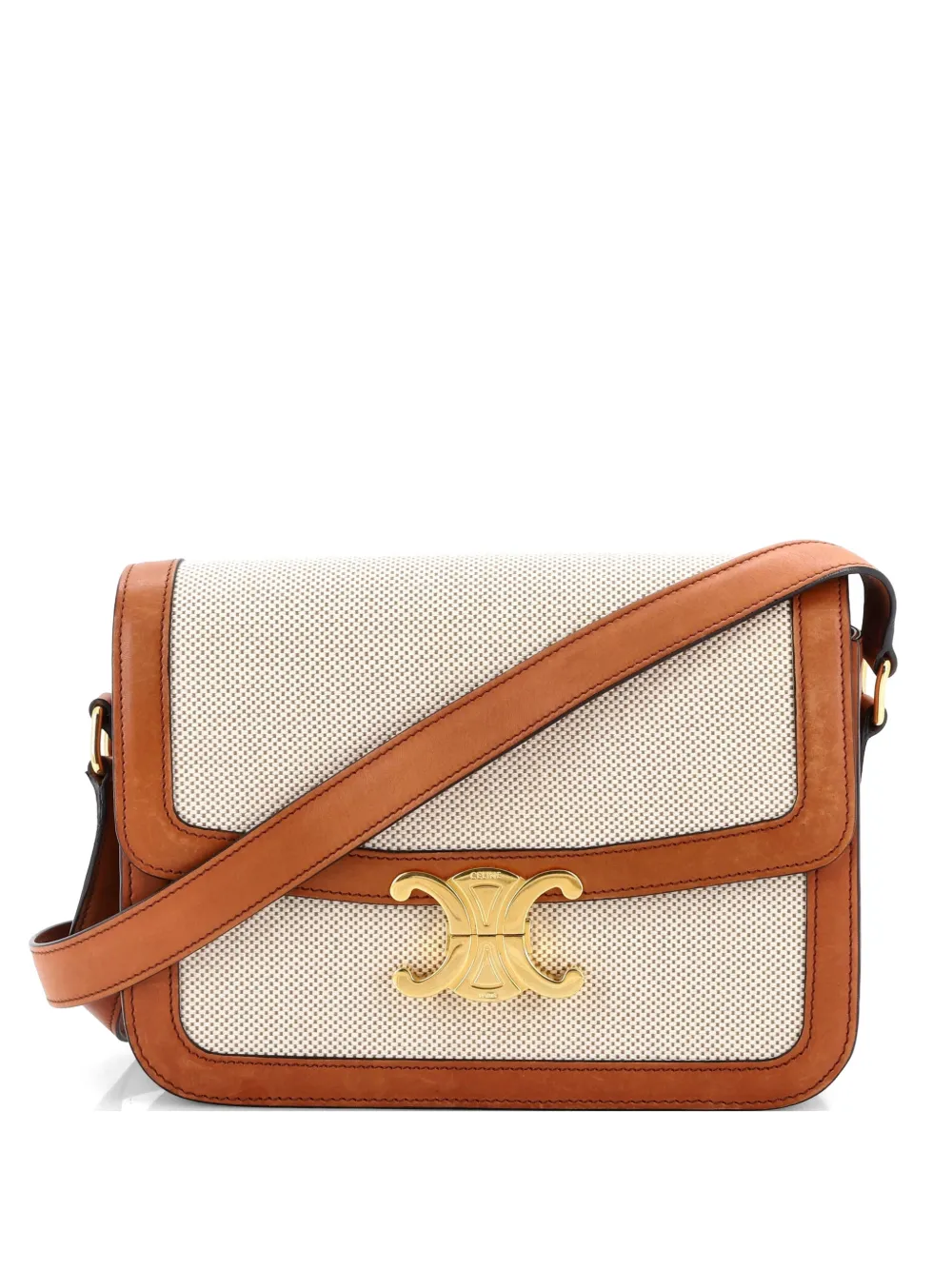 Celine Pre-Owned Triomphe Shoulder Bag Canvas with Leather Medium crossbody bag - Marrone