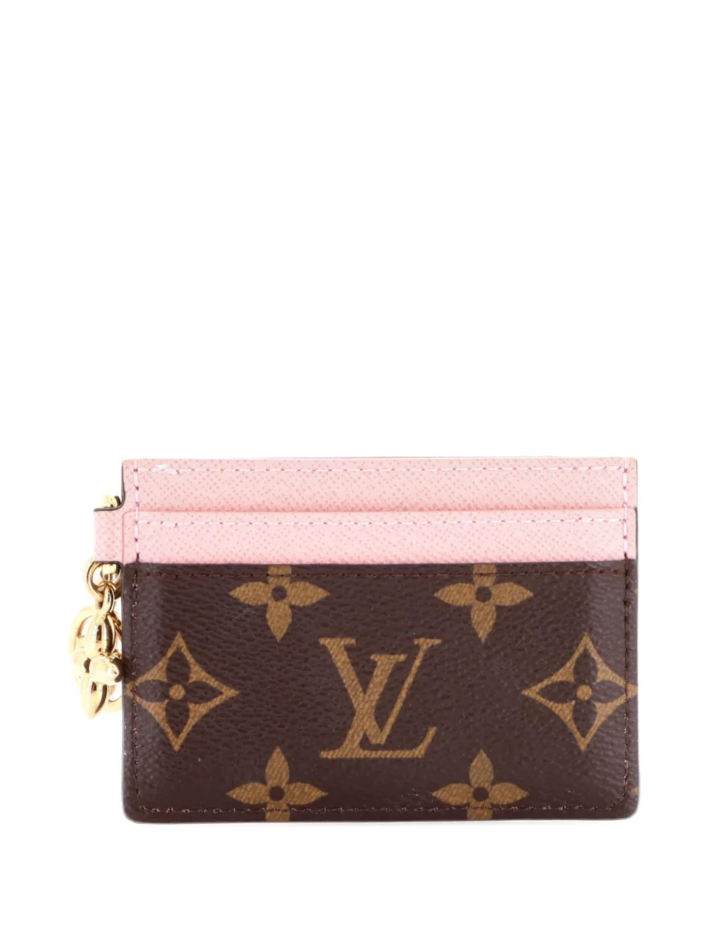 Pre-owned Louis Vuitton Lv Charms Monogram Canvas And Leather Card Holder In Brown