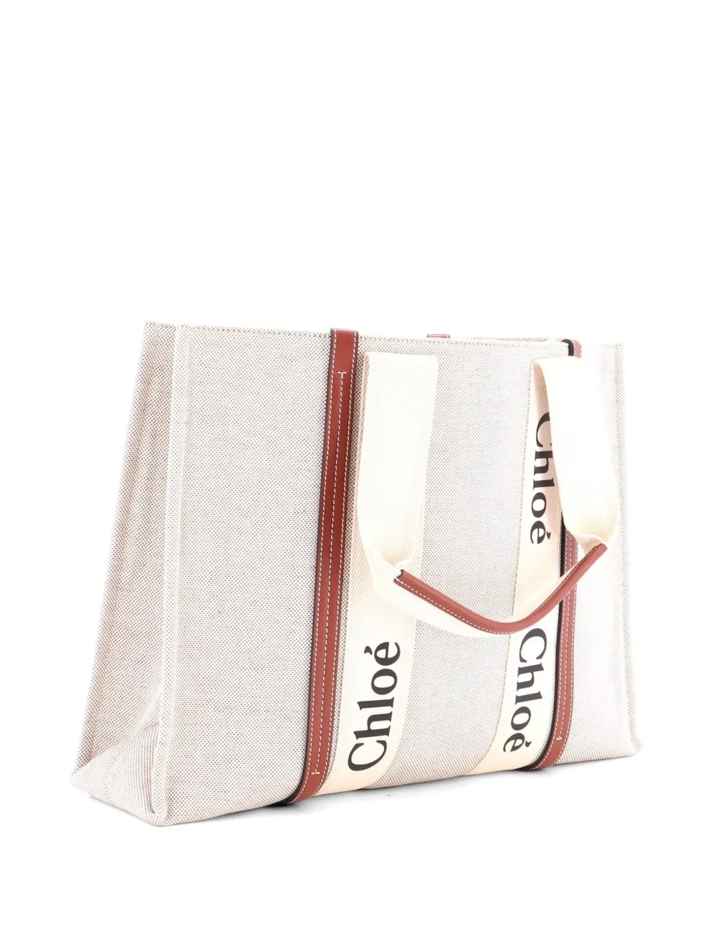 Woody Canvas With Leather Large Tote Bag