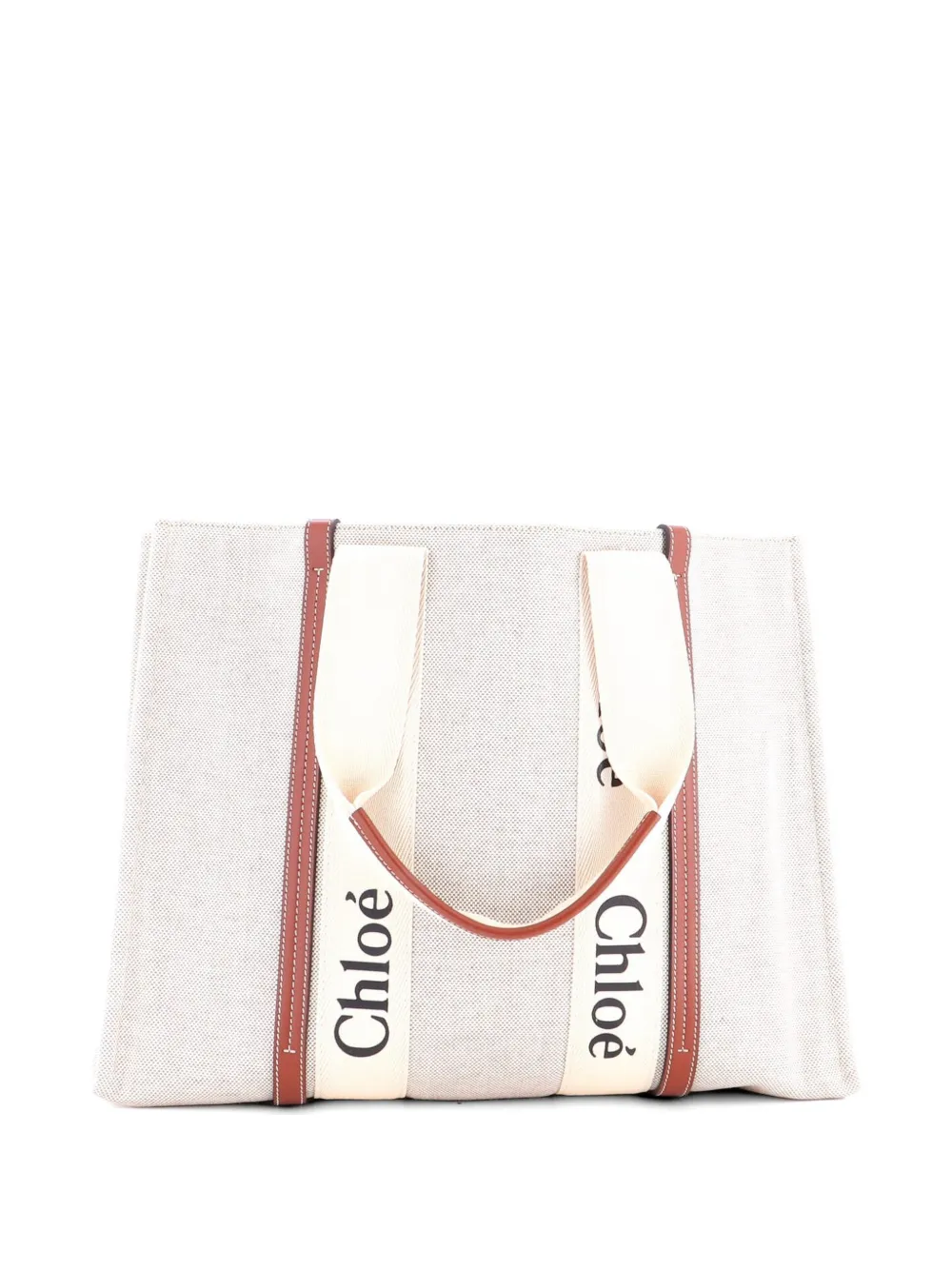 Woody Canvas With Leather Large Tote Bag