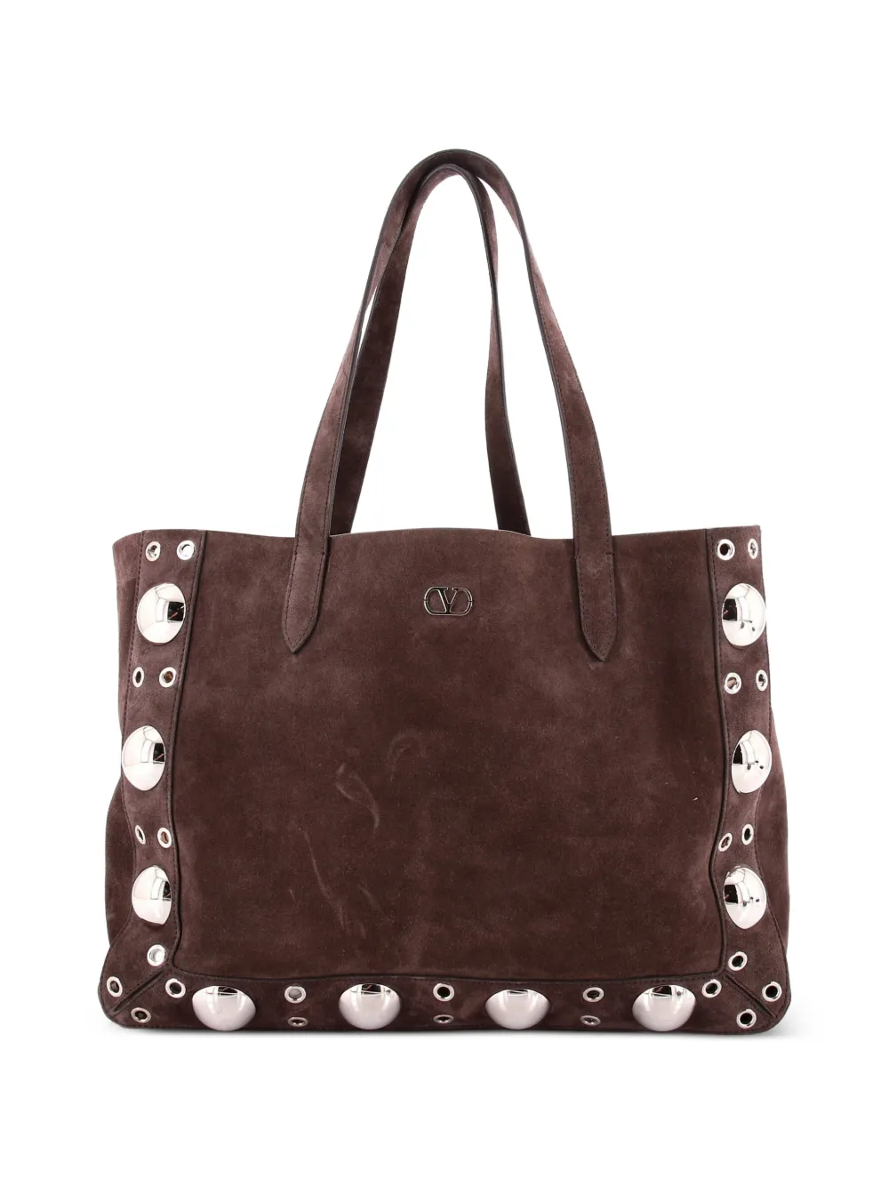 Valentino Garavani Pre-Owned Nellcote Studded Suede Medium tote bag - Marrone