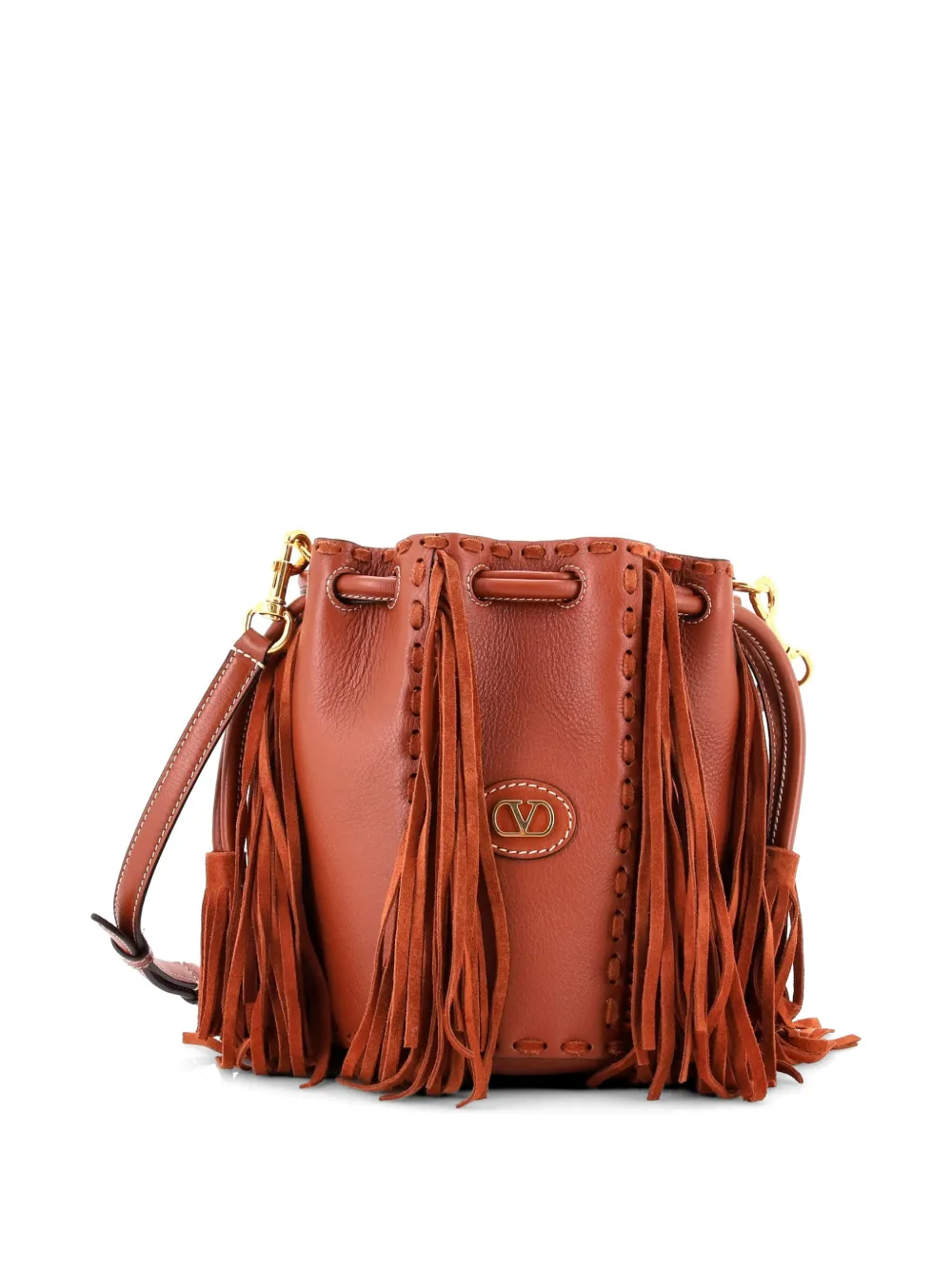 Valentino Garavani Pre-Owned Nellcote Leather with Suede Small bucket bag - Marrone