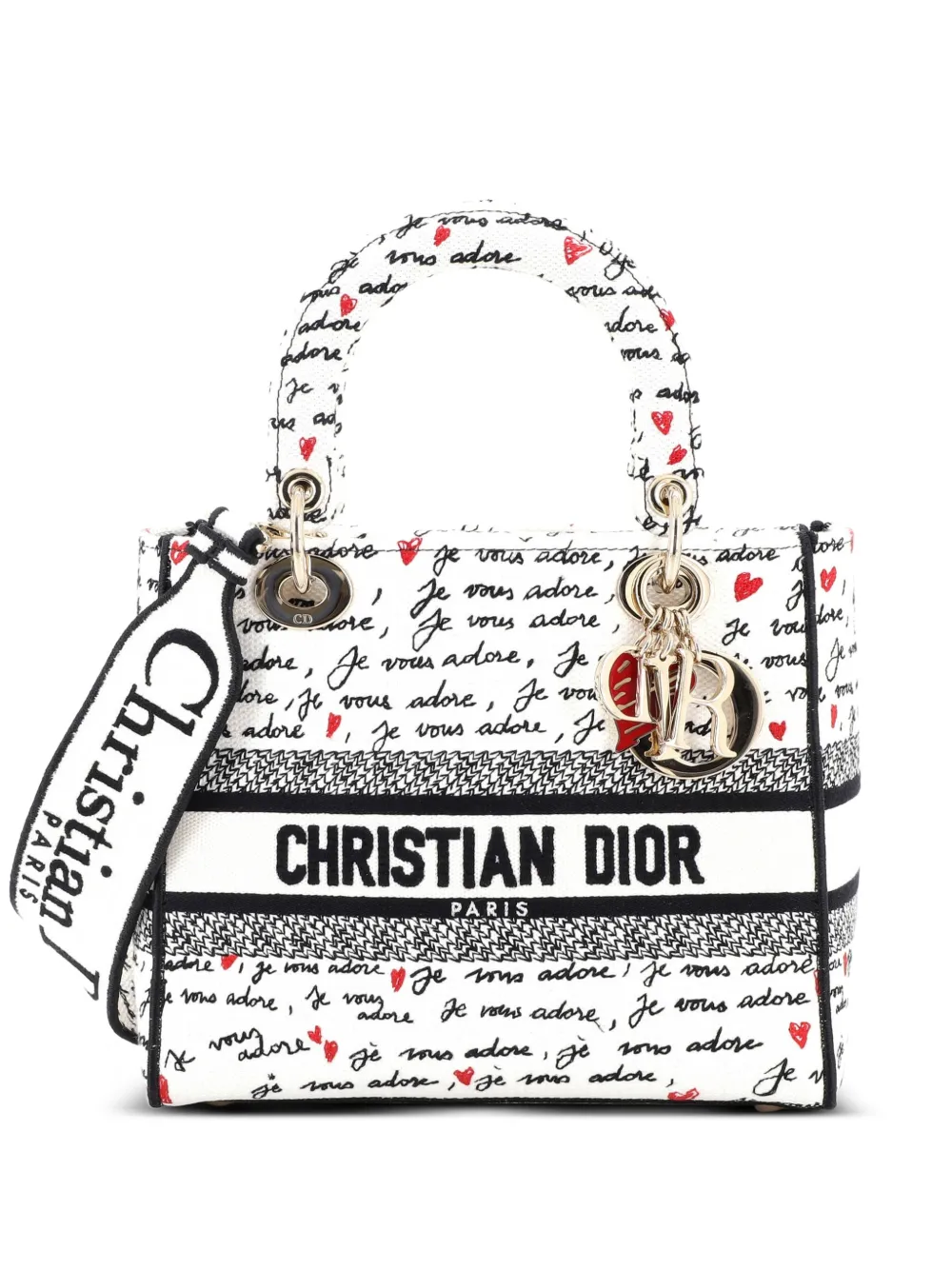 Christian Dior Pre-Owned Lady D-Lite Bag Embroidered Canvas Medium satchel - Nero