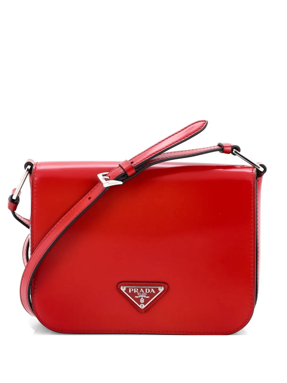 Prada Pre-Owned Full Flap Spazzolato Leather Small shoulder bag - Rosso