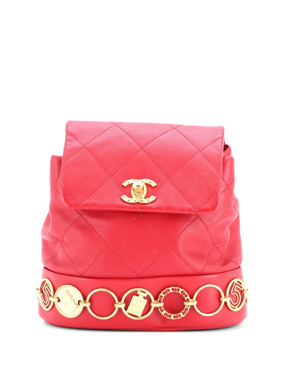 CHANEL Pre-Owned CC Charms Quilted Calfskin Small backpack - Rosso