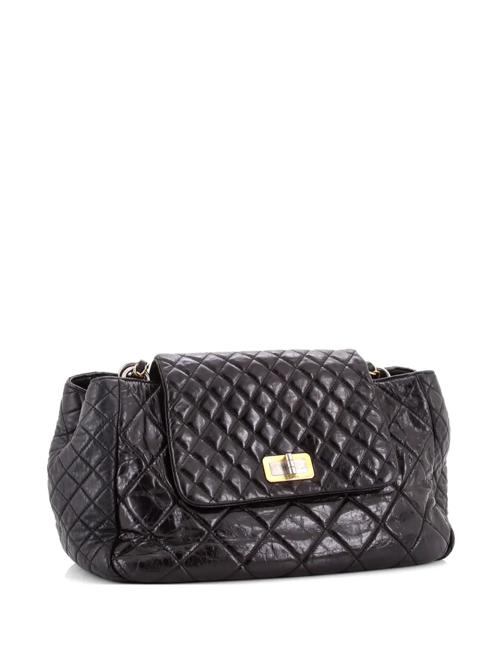 CHANEL Pre-Owned Accordion Reissue Flap Bag Quilted Glazed Calfskin Maxi shoulder bag - Nero