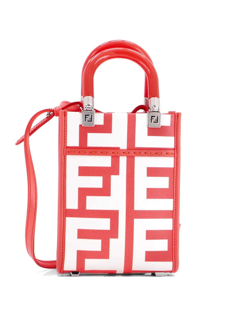 Fendi Pre-Owned x Marc Jacobs Sunshine Shopper Tote Printed Leather Mini crossbody bag - Rosso