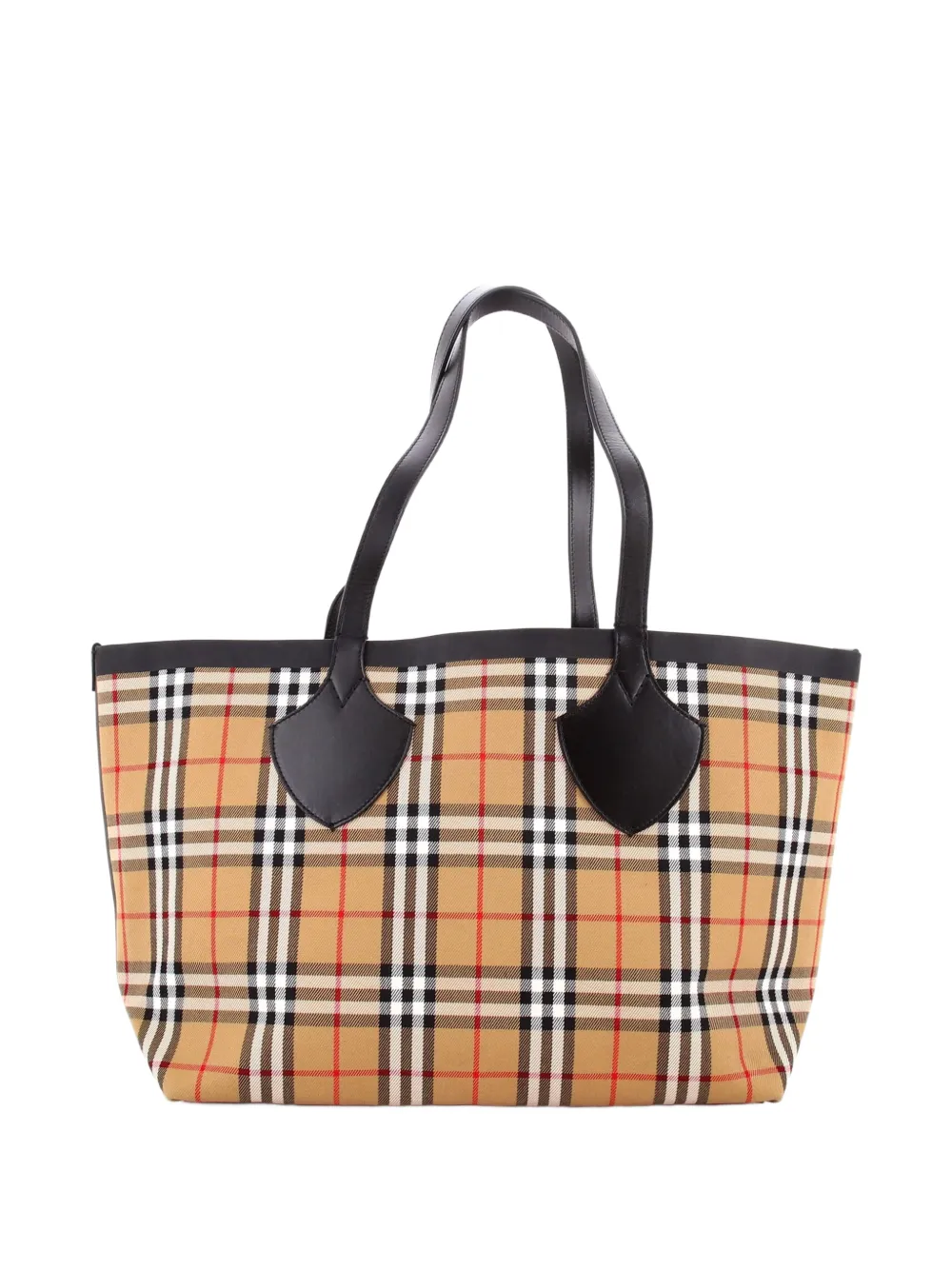 Reversible Giant Vintage Check Canvas Large Tote Bag