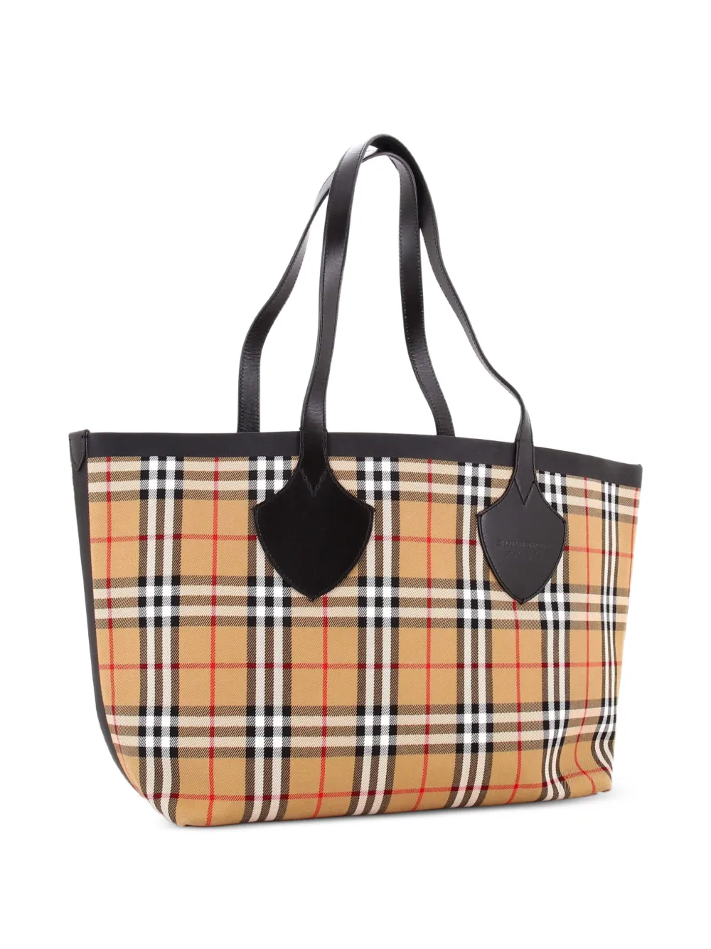 Reversible Giant Vintage Check Canvas Large Tote Bag