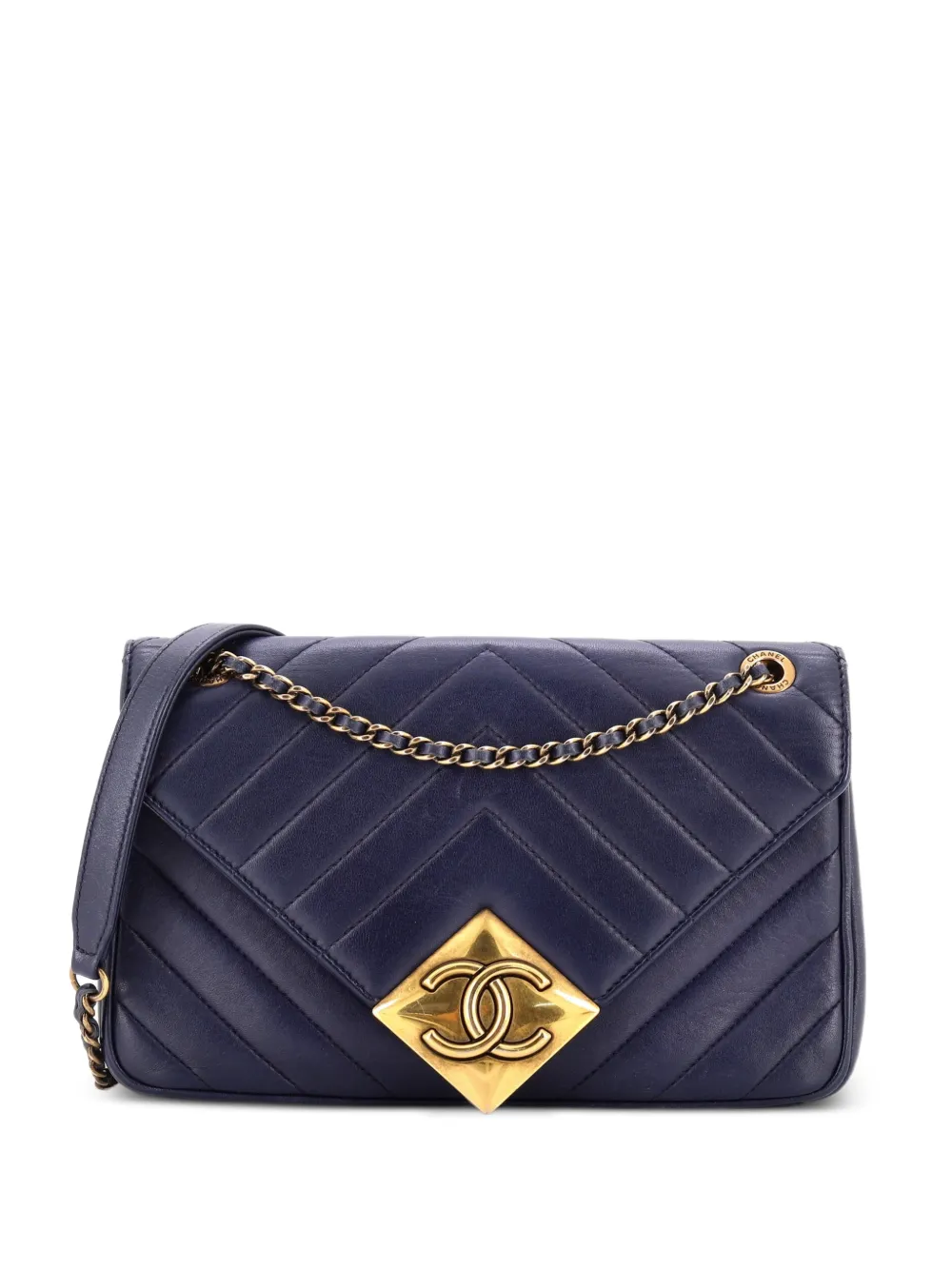 CHANEL Pre-Owned Pyramid CC Flap Bag Chevron Lambskin Small shoulder bag - Blu