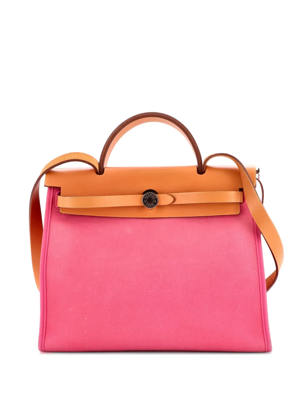 Hermès Pre-Owned Herbag Zip Leather and Toile 31 shoulder bag - Rosa