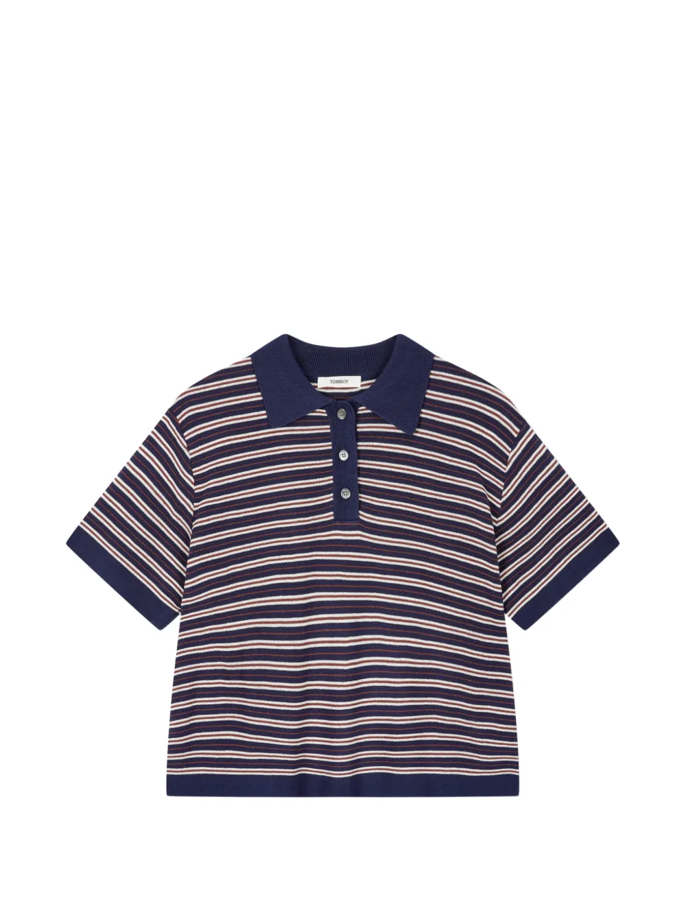 TOMBOY striped short sleeve knitted top - Blu