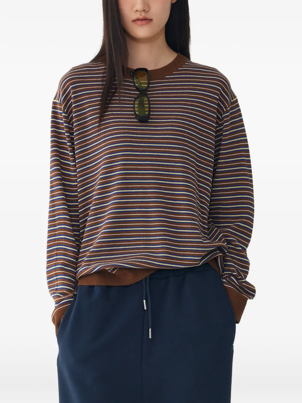 TOMBOY Gestreepte trui met ronde hals Bruin