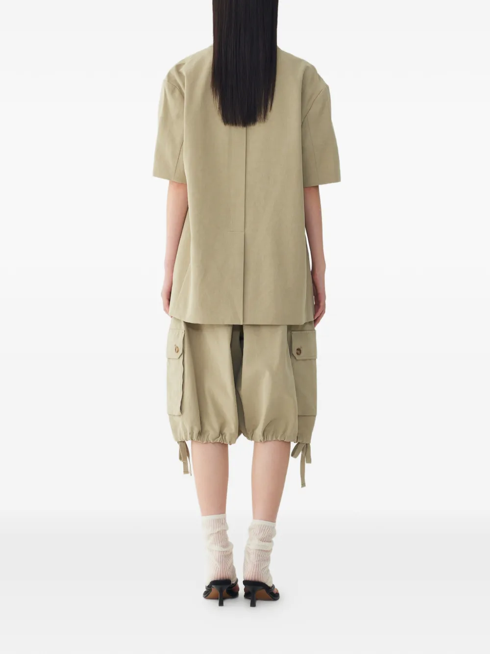 TOMBOY Oversized jack met gekerfde revers en korte mouwen Groen
